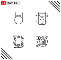 Stock Vector Icon Pack of 4 Line Signs and Symbols for bit deal finance crypto currency toy convert Editable Vector Design Elements