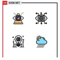 4 Creative Icons Modern Signs and Symbols of business brain of manager bulb Editable Vector Design Elements