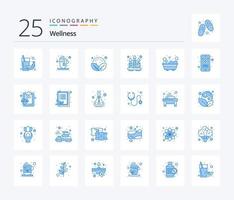 Wellness 25 Blue Color icon pack including bathtub. tray. leaves. spa. candles vector