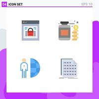 Modern Set of 4 Flat Icons and symbols such as information security freelance web lock jar outsource Editable Vector Design Elements