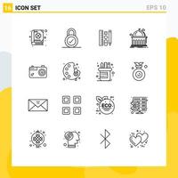 Set of 16 Modern UI Icons Symbols Signs for image university pencil learning school Editable Vector Design Elements