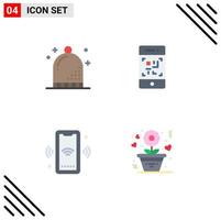 Pictogram Set of 4 Simple Flat Icons of celebration phone holiday phone wifi Editable Vector Design Elements
