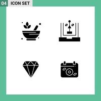 User Interface Pack of 4 Basic Solid Glyphs of mortar diamond lotus development jewelry Editable Vector Design Elements