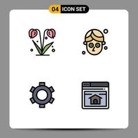 4 Universal Filledline Flat Colors Set for Web and Mobile Applications flower setting spring mask seo Editable Vector Design Elements