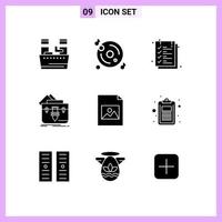 9 Creative Icons Modern Signs and Symbols of document folder document file portfolio Editable Vector Design Elements