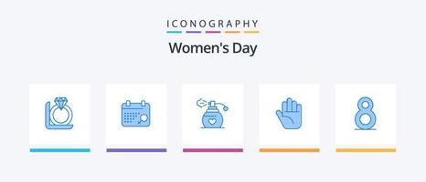 Womens Day Blue 5 Icon Pack Including . love. eightth. Creative Icons Design vector