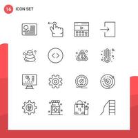 User Interface Pack of 16 Basic Outlines of massage input communication enter user Editable Vector Design Elements