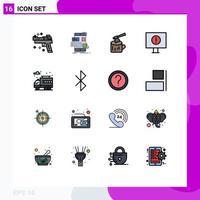 Universal Icon Symbols Group of 16 Modern Flat Color Filled Lines of life warning ux error wood Editable Creative Vector Design Elements
