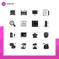 Stock Vector Icon Pack of 16 Line Signs and Symbols for video research presentation write mail Editable Vector Design Elements