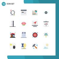 Modern Set of 16 Flat Colors and symbols such as eye basic develop app flowchat Editable Pack of Creative Vector Design Elements