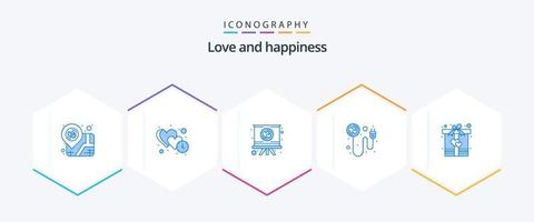 Love 25 Blue icon pack including box. recharge. dating. plug. romance vector