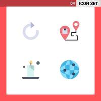 Modern Set of 4 Flat Icons Pictograph of arrow fire delivery map world Editable Vector Design Elements