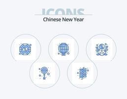 chino nuevo año azul icono paquete 5 5 icono diseño. año. lunar. Shui. rojo. chino vector
