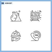 User Interface Pack of 4 Basic Filledline Flat Colors of tube dish science smart wedding Editable Vector Design Elements