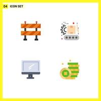 Universal Icon Symbols Group of 4 Modern Flat Icons of block imac factory computer coin Editable Vector Design Elements