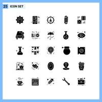 Set of 25 Commercial Solid Glyphs pack for dice spring wifi double select Editable Vector Design Elements