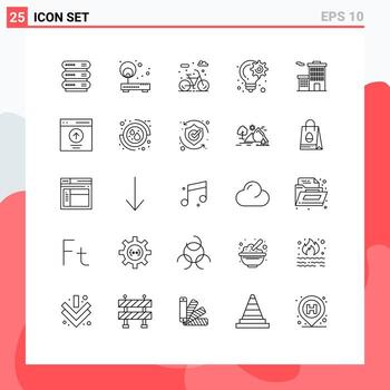 Pictogram Set of 25 Simple Lines of building planning router idea bulb Editable Vector Design Elements