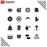 Set of 16 Commercial Solid Glyphs pack for grid medical interface sheild document Editable Vector Design Elements