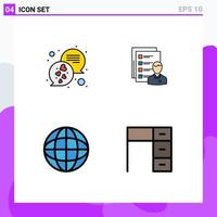 Universal Icon Symbols Group of 4 Modern Filledline Flat Colors of chat man text business skills Editable Vector Design Elements