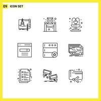 Universal Icon Symbols Group of 9 Modern Outlines of user interface museum engine fountain Editable Vector Design Elements