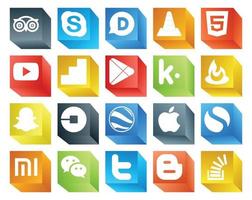 20 social medios de comunicación icono paquete incluso uber quemador de alimentación html kik google jugar vector