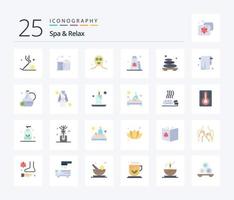 Spa And Relax 25 Flat Color icon pack including hot. lotion. beauty. grooming. beauty vector