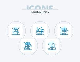 comida y bebida azul icono paquete 5 5 icono diseño. beber. bayas. alimento. comida vector