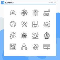 Editable Vector Line Pack of 16 Simple Outlines of compass time delete vehicles plus Editable Vector Design Elements