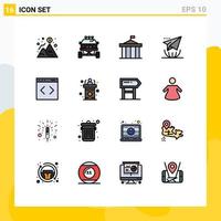 Universal Icon Symbols Group of 16 Modern Flat Color Filled Lines of letter email dirt greece columns Editable Creative Vector Design Elements