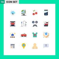 Set of 16 Vector Flat Colors on Grid for spotlight drug table globe drop farming Editable Pack of Creative Vector Design Elements