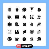 Modern Set of 25 Solid Glyphs Pictograph of plain insignia bubble decoration star Editable Vector Design Elements