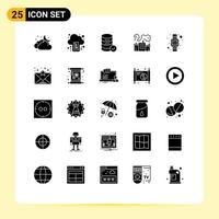 Pictogram Set of 25 Simple Solid Glyphs of time power hosting nuclear factory Editable Vector Design Elements