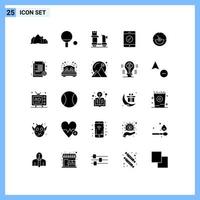 Group of 25 Modern Solid Glyphs Set for energy ampere meter box ampere complete Editable Vector Design Elements