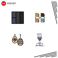 4 User Interface Filledline Flat Color Pack of modern Signs and Symbols of grid egg file privacy cutting Editable Vector Design Elements
