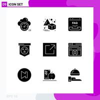 Set of 9 Modern UI Icons Symbols Signs for link skull communication horror board Editable Vector Design Elements