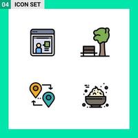 Universal Icon Symbols Group of 4 Modern Filledline Flat Colors of consulting map working park travel Editable Vector Design Elements