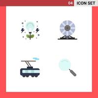 4 Universal Flat Icons Set for Web and Mobile Applications bulb clever nature chemistry train Editable Vector Design Elements