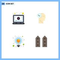 4 Universal Flat Icon Signs Symbols of lesson solution screen thoughts analysis Editable Vector Design Elements