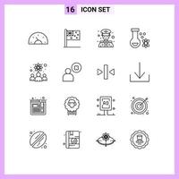 Modern Set of 16 Outlines Pictograph of physicists space nation science atom Editable Vector Design Elements