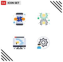 Set of 4 Vector Flat Icons on Grid for hash tag speaker mobile money coding Editable Vector Design Elements