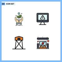 4 Filledline Flat Color concept for Websites Mobile and Apps business security plant data historic Editable Vector Design Elements