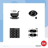 moderno conjunto de sólido glifos y símbolos tal como sopa comunicación té inclinarse isótopo editable vector diseño elementos