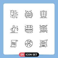 9 User Interface Outline Pack of modern Signs and Symbols of extrinsic aspiration hand shield safety Editable Vector Design Elements