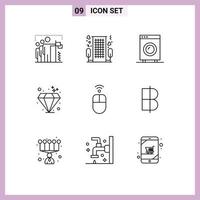 9 Thematic Vector Outlines and Editable Symbols of investment diamond romance hardware electronic Editable Vector Design Elements