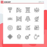 Group of 16 Modern Outlines Set for wifi internet of things building internet shops Editable Vector Design Elements