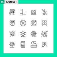 User Interface Pack of 16 Basic Outlines of board sale success tool construction Editable Vector Design Elements