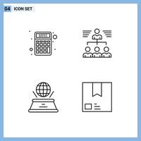 4 Creative Icons Modern Signs and Symbols of calculator world money teamwork imagination Editable Vector Design Elements