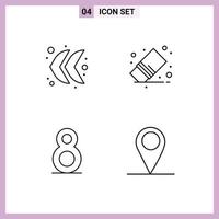 4 Creative Icons Modern Signs and Symbols of arrow th delete rubber gps Editable Vector Design Elements