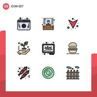 Universal Icon Symbols Group of 9 Modern Filledline Flat Colors of eat learn full chalk abc Editable Vector Design Elements