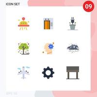 Set of 9 Modern UI Icons Symbols Signs for solution mind technology idea tree Editable Vector Design Elements